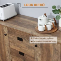 HOMCOM Credenza Moderna in Truciolato e Metallo con 2 Armadietti a 2 Ante con Ripiani e 3 Cassetti, 120x39.5x77 cm(m-5)