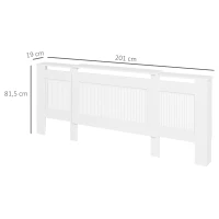 HOMCOM Radiatorbekleding, lamellenontwerp, verstelbare lengte 125-201 cm, MDF, wit(m-3)