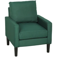 HOMCOM Accent Chair, Removable Pillow Linen Armchair with Comfy Spring Cushion for Living Room, Bedroom, Study, Dark Green(m-1)