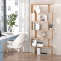 HOMCOM Bibliothèque étagère Zig zag Design Contemporain 80L x 23l x 192H cm 6 Niveaux Coloris chêne Clair(m-10)