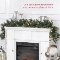 HOMCOM Ghirlanda Natalizia con 50 Luci LED Bianche e Decorazioni, in Plastica e Metallo, 180x30x30 cm, Verde(m-4)