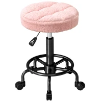 HOMCOM Rollhocker höhenverstellbar Drehhocker 55-66 cm Arbeitshocker 360° drehbar Ø50 x 50-66 cm Rosa(m-11)