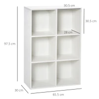 HOMCOM Bibliotecă Modernă cu 6 Cuburi în Lemn, 65.5x30x97.5 cm, Alb(m-3)