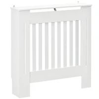 HOMCOM Cache-radiateur couverture radiateur grille d'aération verticale à lattes 78L x 19l x 81H cm en bois Blanc(m-11)