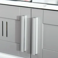 kleankin Bathroom Mirror Cabinet, Wall Mounted Storage Cupboard with Double Doors and Adjustable Shelf, Bathroom Organizer, Grey(m-8)