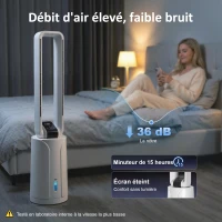 HOMCOM Refroidisseur d'air par évaporation portable 3 en 1 humidificateur et ventilateur, 2 blocs réfrigérants, blanc(m-7)