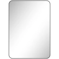 HOMCOM Miroir murale miroir salle de bain rectangulaire avec cadre en alliage d'aluminium noir pour chambre, salon 50 x 70 cm(m-1)