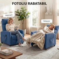 HOMCOM Fotoliu Masant Reclinabil 160°, Chenille cu Suport pentru Picioare și Telecomandă, Albastru Închis(m-5)
