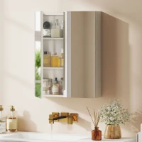 HOMCOM Bathroom Mirror Cabinet, 3-Tier Wall Mount Bathroom Storage Cabinet with Soft-Close Hinges and Adjustable Shelf, Double Door Cupboard, 60 x 15 x 75 cm, White(m-2)