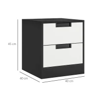 HOMCOM Set of Two Monochrome Two-Drawer Bedside Tables(m-3)