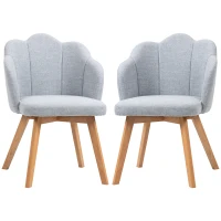 HOMCOM Cadeiras Sala de Jantar Estofada em Linho Sintético com Assento e Encosto Acolchoados Estilo Moderno 58x60x82 cm Azul Claro(m-11)