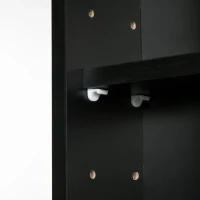 HOMCOM 5-Tier Wall Display Shelf Unit Cabinet w/ 4 Adjustable Shelves Glass Doors Home Office Ornaments 60x80cm Black(m-7)