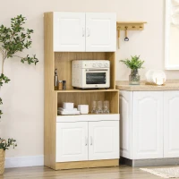 HOMCOM Mobile Dispensa Alto in Truciolato a 4 Ante con Armadietti e Ripiano Aperto, 80x40x180 cm(m-10)