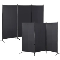 HOMCOM Lot de 2 paravents 3 panneaux dim. 2,53L x 0,5l x 1,82H m Store latéral Brise-Vue paravent sur Pied séparateur métal(m-12)