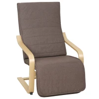HOMCOM Akzentsessel, Relaxsessel mit verstellbarem Fußteil, Birkenholzrahmen, bis 120 kg, 66,5 x 94 x 100 cm, Braun(m-12)