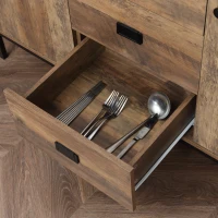 HOMCOM Credenza Moderna in Truciolato e Metallo con 2 Armadietti a 2 Ante con Ripiani e 3 Cassetti, 120x39.5x77 cm(m-9)