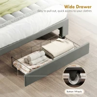 HOMCOM PU Leather King Size Ottoman Bed Frame, with Front Drawer - Grey(m-7)