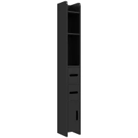 kleankin Meuble colonne de salle de bain armoire toilette haute avec étagères et placards - 15 x 17 x 120 cm noir(m-1)