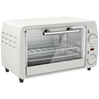 HOMCOM Mini-Ofen Toasterofen, 1 Backblech, 1 Grilrost, 10 L Kapazität, Timer-Funktion, 36,5 cm x 26 cm x 22 cm, Cremeweiß