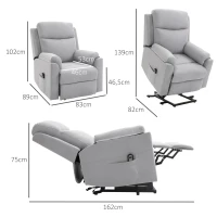 HOMCOM Elektrische sta-stoel Fauteuil met opstahulp voor senioren Grijs(m-3)