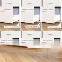 HOMCOM Birou de birou cu 2 mese, 4 rafturi, 3 sertare și suport pentru monitor, din lemn, 138,5x90x92 cm, alb(m-8)