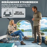 Outsunny Campingzelt für 2-4 Personen wasserdicht Familienzelt mit 3 Türen abnehmbar Regendach Bodenplane Tragetasche Dunkelblau(m-5)