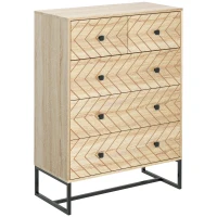 HOMCOM Armario Auxiliar Cajonera Cómoda 5 Cajones Mesilla de Noche Organizador Almacenaje Oficina 80x39,5x110cm(m-11)