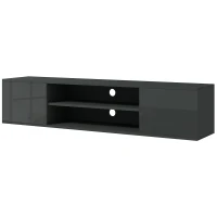 HOMCOM Floating TV Stand Cabinet for TVs up to 60", Wall Mounted TV Unit with Open Shelf, Storage Cupboards and Cable Management for Living Room, Grey(m-11)