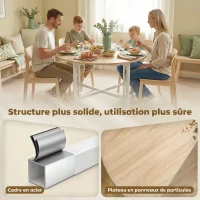 HOMCOM Table à manger pliante, table de cuisine ronde Ø 80 cm pour 4 personnes avec 2 abattants, pieds en acier, bois naturel(m-5)