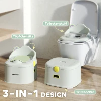 AIYAPLAY Kinderpotje 3-in-1 met Afneembare Zitting, Kunstleder zitkussen, Max. 50 kg, Grijs(m-4)