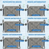 HOMCOM Taburet pentru Duș Reglabil cu Brațe și Orificii de Drenaj, din Aluminiu, HDPE și EVA, 52x45x57-69 cm(m-6)
