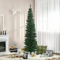 HOMCOM Weihnachtsbaum künstliche Künstliche Tanne Christbaum, inkl Ständer Weihnachtsstern 2,1 m, Grün(m-2)
