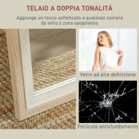 HOMCOM Specchio Moderno a Figura Intera da Parete e Autoportante, 37x157 cm, Bianco e Legno(m-5)