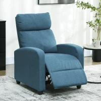 HOMCOM Fotoliu Relax Reclinabil Manual cu Suport pentru Picioare și Tapițerie din Țesătură, Albastru(m-10)