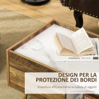 HOMCOM Tavolino da Caffè Rettangolare con Cassetto e Ripiano, 80x45x40.5cm, Marrone e Bianco(m-5)
