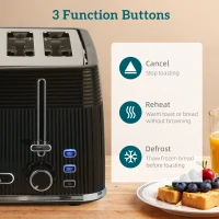 HOMCOM 4 Slice Toaster with 7 Browning Levels, Bread Toaster with Removable Crumb Tray, Black(m-6)