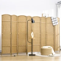 HOMCOM Paravent interieur en bois 8 panneaux 320 x 170 cm séparateur de pièce pliable pour salon, chambre à coucher, naturel(m-2)