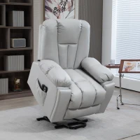HOMCOM Massagesessel Relaxsessel Seniorensessel, Fernbedienung, Seitentaschen, 94 cm x 96 cm x 106 cm, Grau(m-10)