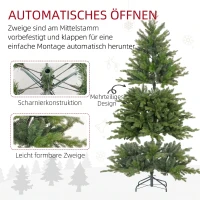 HOMCOM Kunstkerstboom 210 cm met 2445 Vlamvertragende Takpunten en Inklapbare Metalen Standaard(m-6)