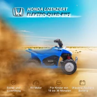 AIYAPLAY Elektrisch kinderquad, LED-licht, claxon, brede banden, comfortabele zitting, antislip handgrepen, blauw(m-4)