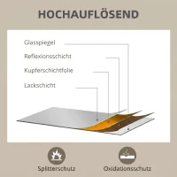 HOMCOM Wandspiegel, 70 x 90 cm, Dekorativer Hängespiegel, einfache Montage, inkl. Schrauben(m-6)