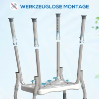 HOMCOM Taburet pentru Duș Reglabil cu Brațe și Orificii de Drenaj, din Aluminiu, HDPE și EVA, 52x45x57-69 cm(m-7)