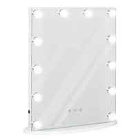 HOMCOM Hollywood Mirror with Lights for Makeup Dressing Table, Lighted Vanity Mirror with 12 Dimmable LED Bulbs and USB Plug in Power Supply, White(m-10)