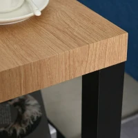 HOMCOM Table d'appoint roulante, table basse moderne avec étagère ouverte, 40 x 40 x 40 cm, bois naturel & noir(m-9)