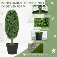 HOMCOM Set van 2 kunstplanten, UV-bestendige kunstbomen in pot, kunststof, cement, groen(m-4)