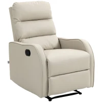 HOMCOM Sillón Relax Reclinable Sofá Relax Tapizado en PU con Reposapiés Retráctil para Dormitorio Salón 65x89x100 cm Crema(m-11)