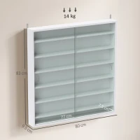 HOMCOM Six Shelf Display Cabinet, with Glass Doors - White(m-3)