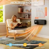 HOMCOM Aerotermă de perete cu Telecomandă, Negru(m-5)