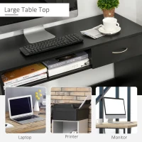 HOMCOM Compact Computer Desk, Study Table with Drawer and Storage Compartment, Writing Workstation, Black(m-5)