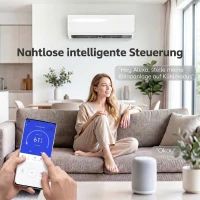 HOMCOM 9000 BTU Mini-Split-Klimaanlage & Wärmepumpe, WLAN-fähige Inverter-Klimaanlage mit Installationskit(m-5)